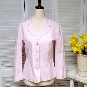 Lauren Ralph Lauren Size P/S Pink / White Seersucker Blazer
